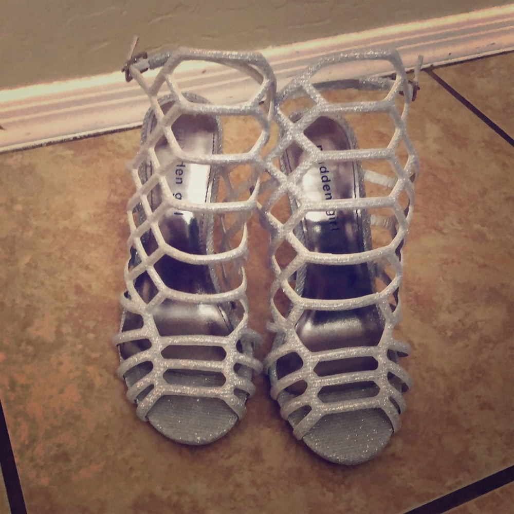Silver sparkly heels